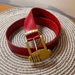 Chic Greg Adam’s Red Belt with Gold Buckle
